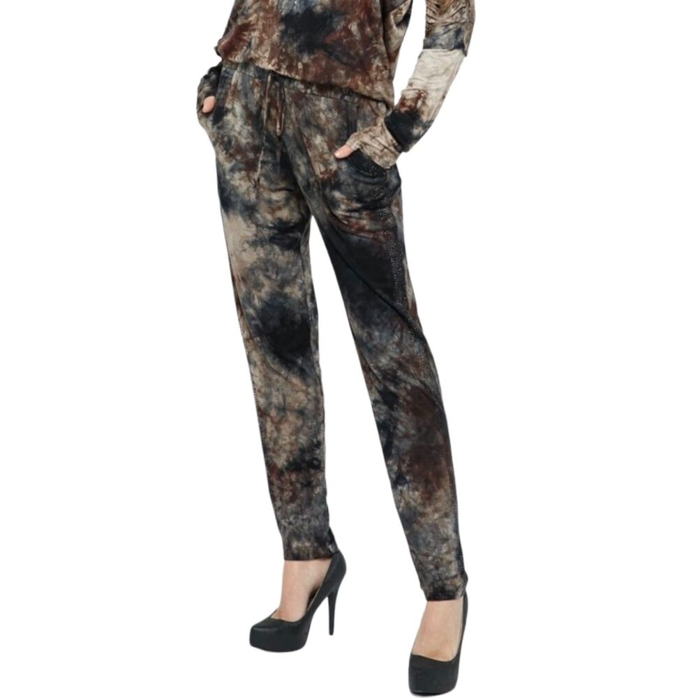Vocal Tie Dye Pants with Stones Size M Embellished Drawstring Pockets Rhinestone